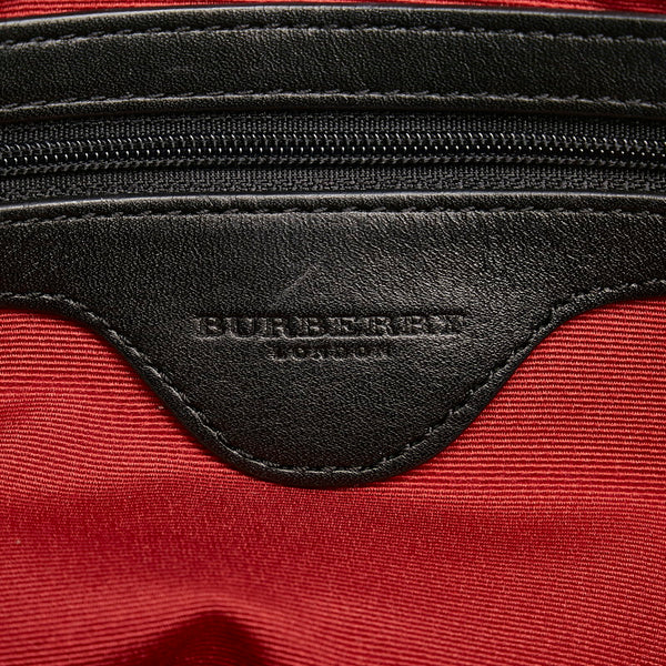 バーバリー ノバチェック トートバッグ ベージュ ブラック PVC レザー レディース BURBERRY 【中古】