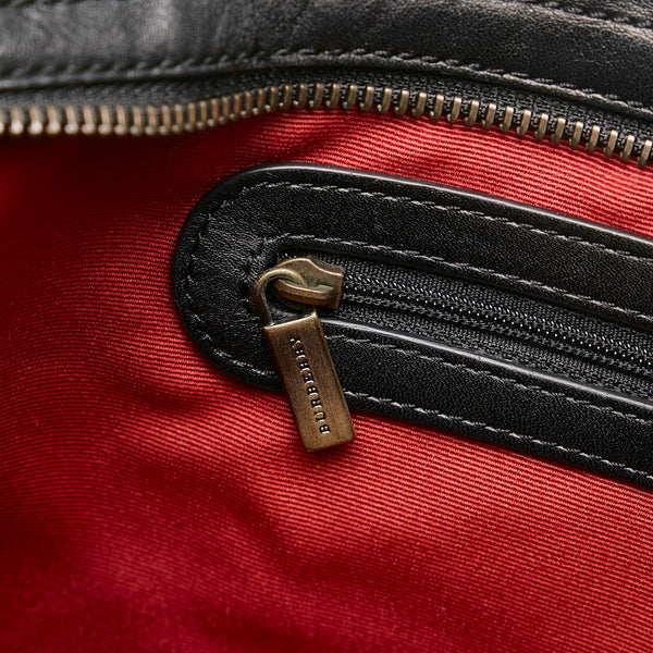 バーバリー ノバチェック トートバッグ ベージュ ブラック PVC レザー レディース BURBERRY 【中古】