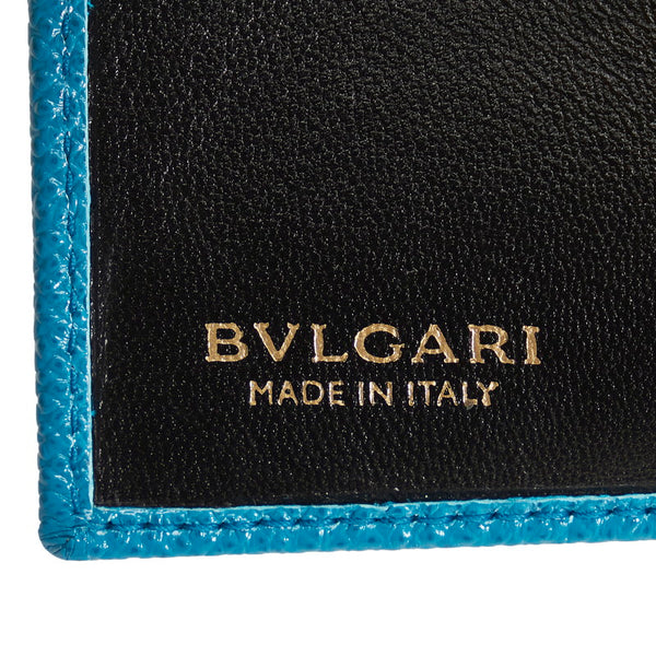 ブルガリ ブルガリブルガリ 三つ折り財布 コンパクトウォレット   ターコイズ ブルー レザー レディース BVLGARI 【中古】