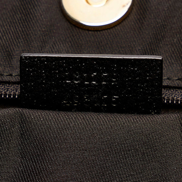 グッチ GGキャンバス シェリーライン トートバッグ 181779 ブラック キャンバス レザー レディース GUCCI 【中古】