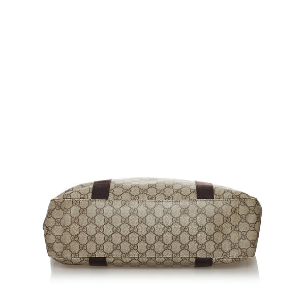 グッチ GGスプリーム トートバッグ 141624 ベージュ ブラウン PVC レザー レディース GUCCI 【中古】