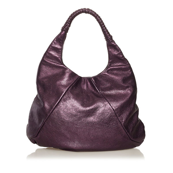 サルヴァトーレフェラガモ ガンチーニ ワンショルダー EZ-21 B292 メタリック パープル レザー レディース Salvatore Ferragamo 【中古】