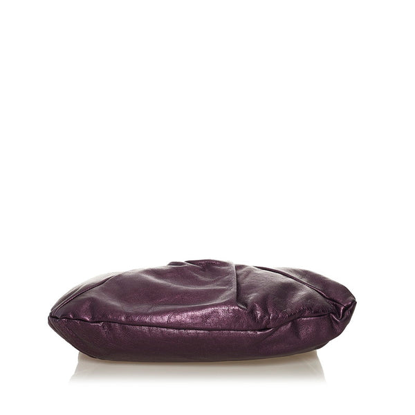 サルヴァトーレフェラガモ ガンチーニ ワンショルダー EZ-21 B292 メタリック パープル レザー レディース Salvatore Ferragamo 【中古】