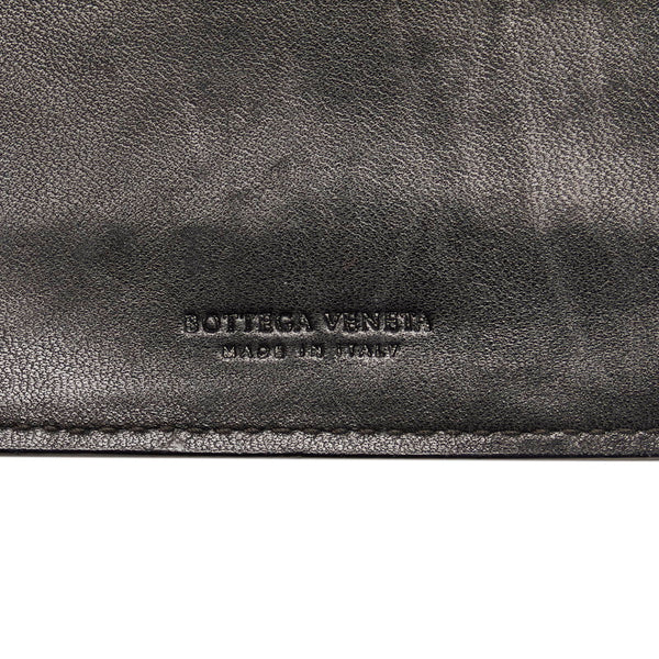 ボッテガヴェネタ イントレチャート 二つ折り財布 長財布 ミディアム ブラック レザー メンズ BOTTEGAVENETA 【中古】