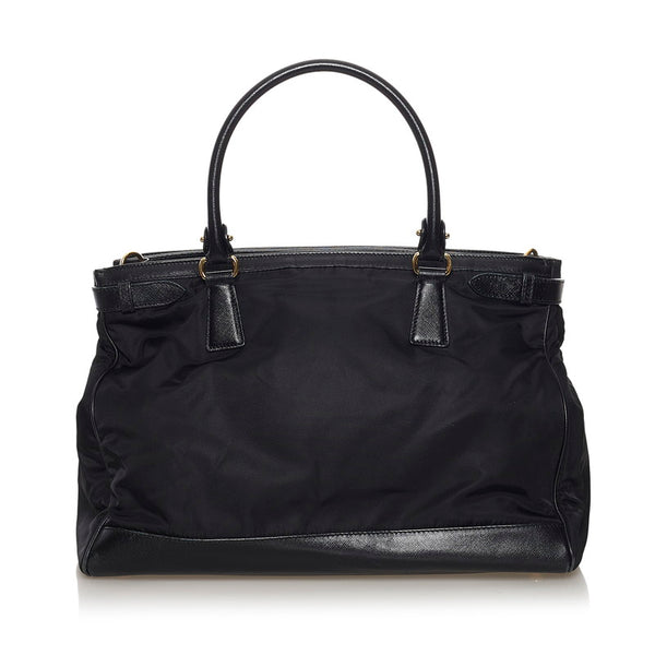 サルヴァトーレフェラガモ ガンチーニ ハンドバッグ GG-21 E164 ブラック ナイロン レザー レディース Salvatore Ferragamo 【中古】