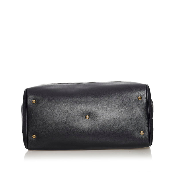 サルヴァトーレフェラガモ ガンチーニ ハンドバッグ GG-21 E164 ブラック ナイロン レザー レディース Salvatore Ferragamo 【中古】