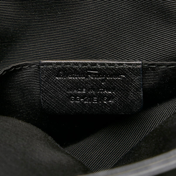 サルヴァトーレフェラガモ ガンチーニ ハンドバッグ GG-21 E164 ブラック ナイロン レザー レディース Salvatore Ferragamo 【中古】