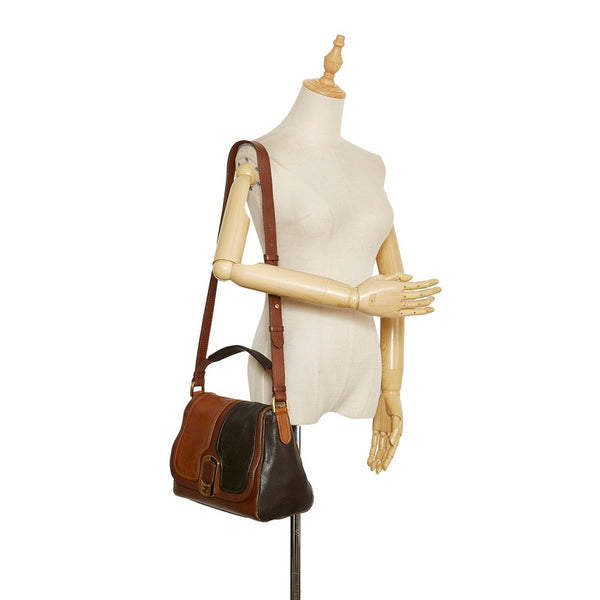 フェンディ アンナ バイカラー ハンドバッグ ショルダーバッグ 2WAY 8BT188 ブラウン レザー レディース FENDI 【中古】