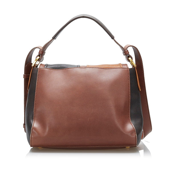 フェンディ アンナ バイカラー ハンドバッグ ショルダーバッグ 2WAY 8BT188 ブラウン レザー レディース FENDI 【中古】