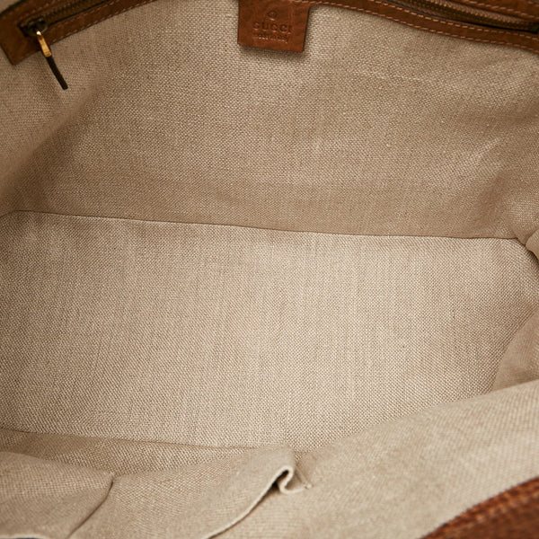 グッチ トートバッグ 223941 ブラウン ベージュ レザー ストロー レディース GUCCI 【中古】