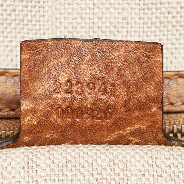 グッチ トートバッグ 223941 ブラウン ベージュ レザー ストロー レディース GUCCI 【中古】