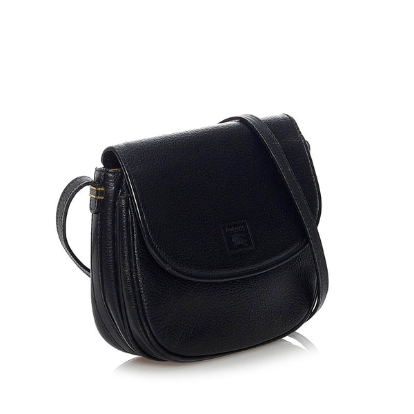 バーバリー ノバチェック ブラック レザー 斜め掛け ショルダーバッグ レディース BURBERRY 【中古】