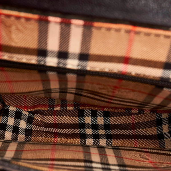 バーバリー ノバチェック ブラック レザー 斜め掛け ショルダーバッグ レディース BURBERRY 【中古】
