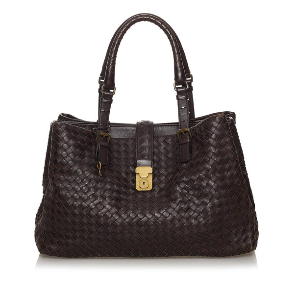 ボッテガヴェネタ イントレチャート 171265 ブラウン レザー トートバッグ レディース BOTTEGAVENETA 【中古】