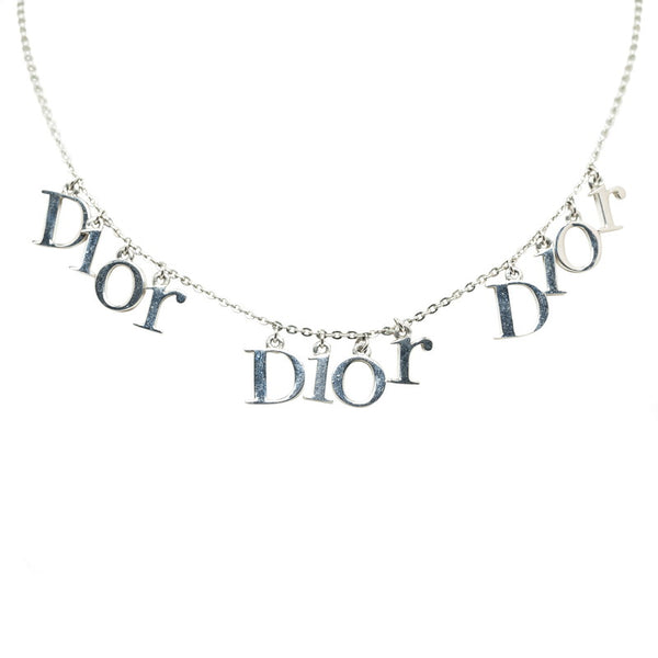 ディオール ロゴ ネックレス シルバー メタル レディース Dior 【中古】