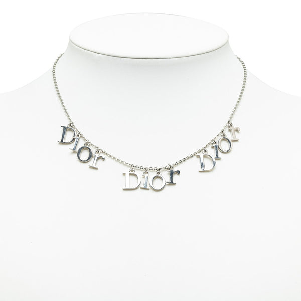 ディオール ロゴ ネックレス シルバー メタル レディース Dior 【中古】
