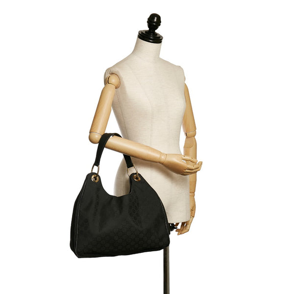 グッチ GGナイロン ワンショルダーバッグ 257268 ブラック ナイロン レザー レディース GUCCI 【中古】