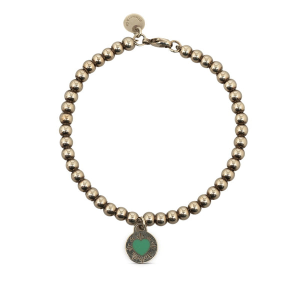 ティファニー ボールチェーン ハート ブレスレット SV925 シルバー エナメル レディース TIFFANY&Co. 【中古】