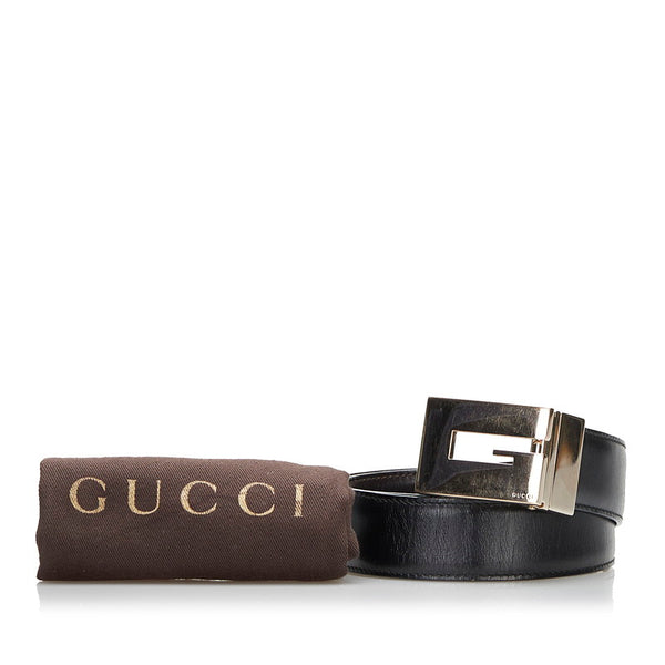 グッチ Gバックル リバーシブル ベルト 036 1192 1373 ブラック ブラウン レザー メッキ メンズ GUCCI 【中古】