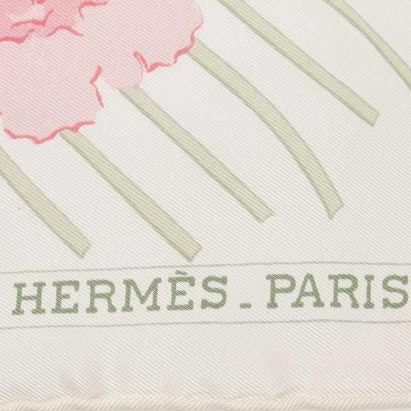 エルメス カレ90 Les pivoines 芍薬 スカーフ ピンク ホワイト グリーン シルク レディース HERMES 【中古】