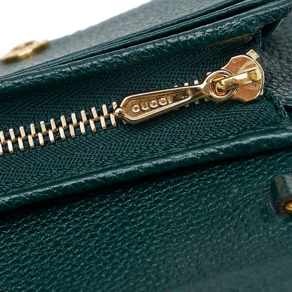 グッチ ズゥミ ミニチェーンウォレット 二つ折り財布 570660 グリーン レザー レディース GUCCI 【中古】