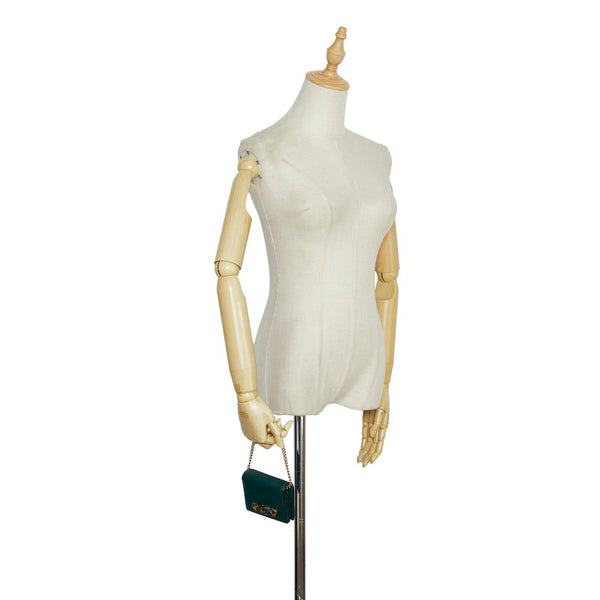 グッチ ズゥミ ミニチェーンウォレット 二つ折り財布 570660 グリーン レザー レディース GUCCI 【中古】