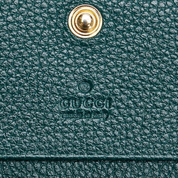 グッチ ズゥミ ミニチェーンウォレット 二つ折り財布 570660 グリーン レザー レディース GUCCI 【中古】