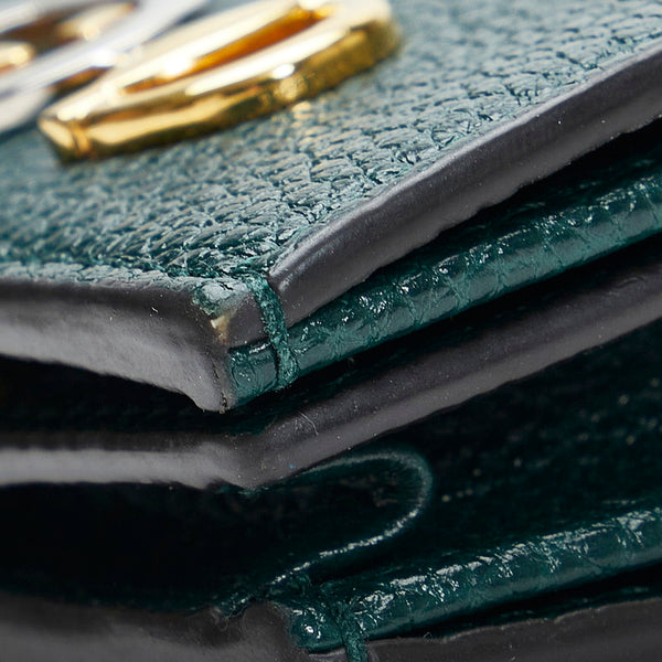 グッチ ズゥミ ミニチェーンウォレット 二つ折り財布 570660 グリーン レザー レディース GUCCI 【中古】