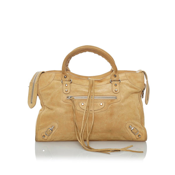 バレンシアガ シティ ベージュ スウェード ハンドバッグ ショルダーバッグ 2WAY レディース BALENCIAGA 【中古】