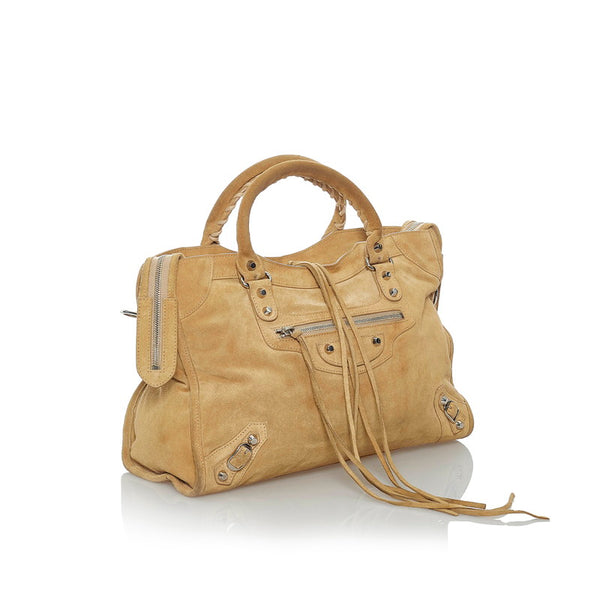 バレンシアガ シティ ベージュ スウェード ハンドバッグ ショルダーバッグ 2WAY レディース BALENCIAGA 【中古】