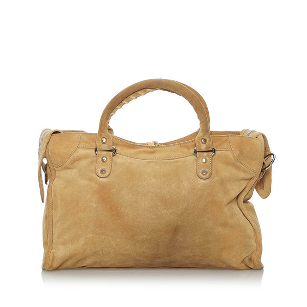 バレンシアガ シティ ベージュ スウェード ハンドバッグ ショルダーバッグ 2WAY レディース BALENCIAGA 【中古】