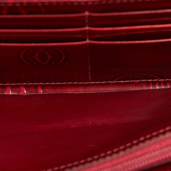 カルティエ ハッピーバースディ 長財布 ボルドー エナメル レディース CARTIER 【中古】