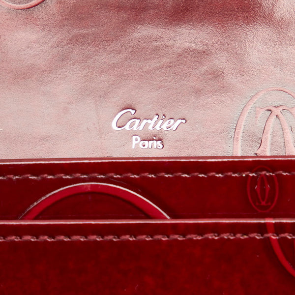 カルティエ ハッピーバースディ 長財布 ボルドー エナメル レディース CARTIER 【中古】