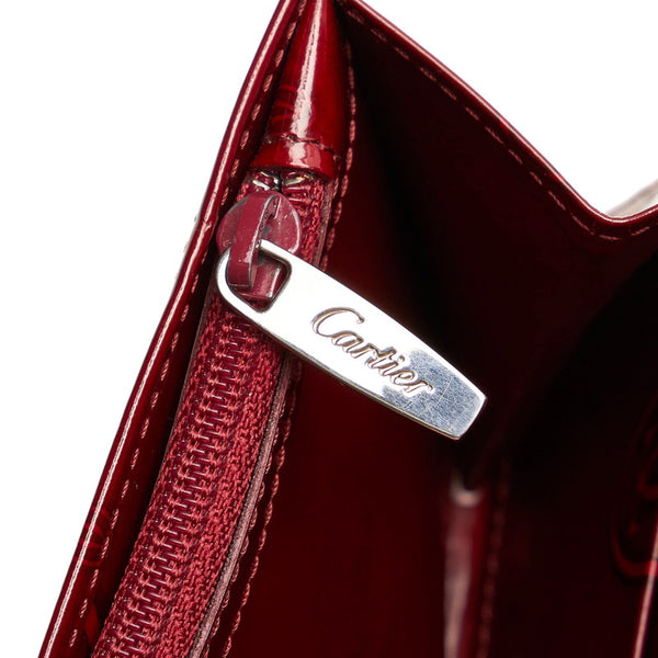 カルティエ ハッピーバースディ 長財布 ボルドー エナメル レディース CARTIER 【中古】
