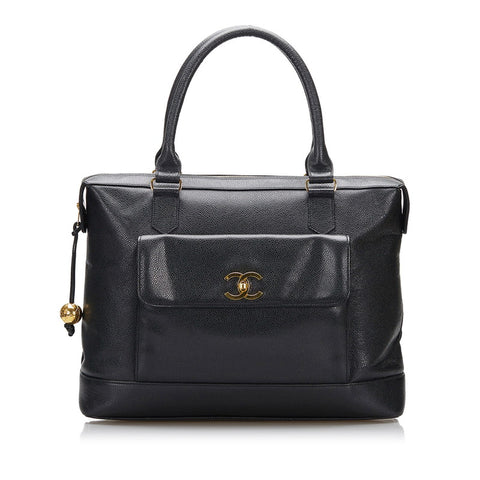 シャネル ココマーク ココボール ゴールド金具 トートバッグ ショルダーバッグ ブラック キャビアスキン レディース CHANEL 【中古】