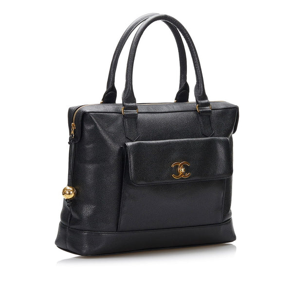 シャネル ココマーク ココボール ゴールド金具 トートバッグ ショルダーバッグ ブラック キャビアスキン レディース CHANEL 【中古】