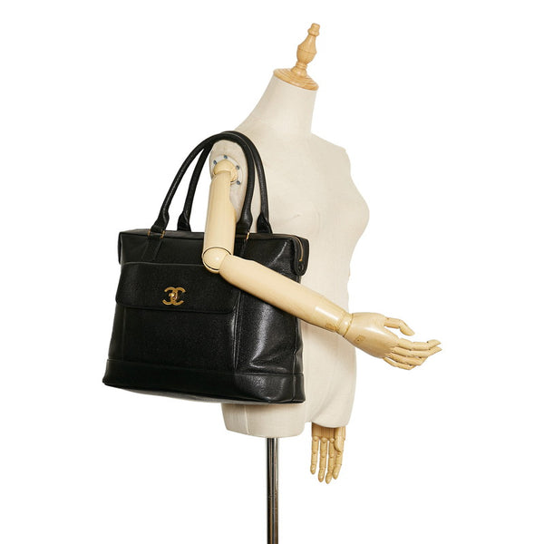シャネル ココマーク ココボール ゴールド金具 トートバッグ ショルダーバッグ ブラック キャビアスキン レディース CHANEL 【中古】