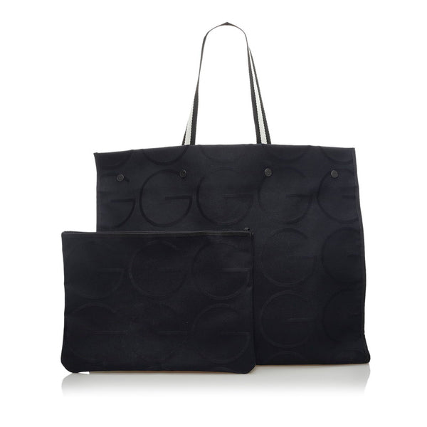 グッチ ビッグ ショルダーバッグ トートバッグ 123430 ブラック キャンバス レディース GUCCI 【中古】