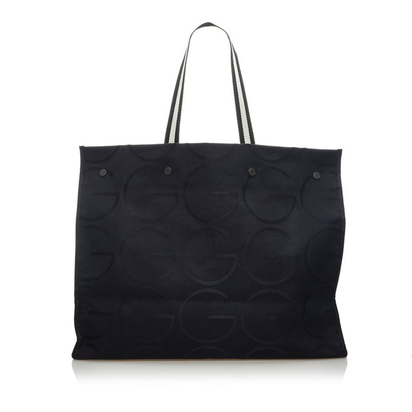 グッチ ビッグ ショルダーバッグ トートバッグ 123430 ブラック キャンバス レディース GUCCI 【中古】