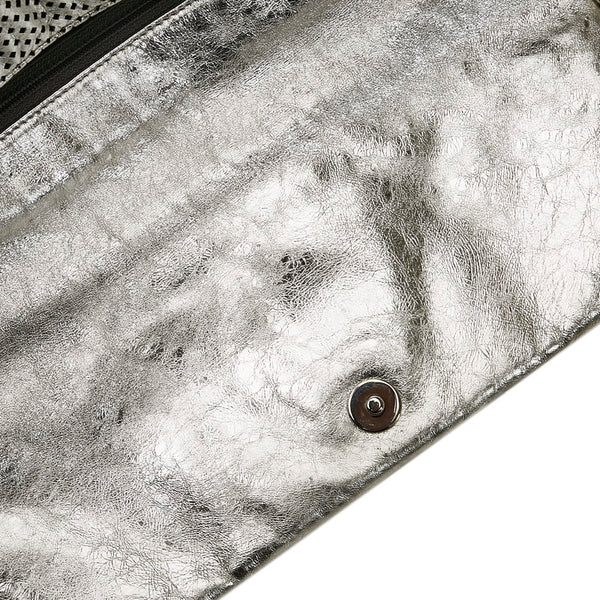 シャネル ココマーク パンチング チェーン ショルダーバッグ シルバー レザー レディース CHANEL 【中古】