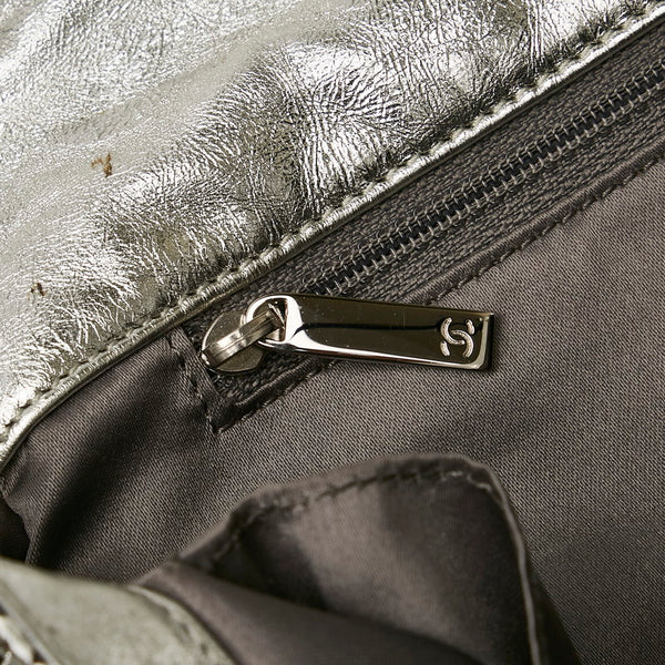 シャネル ココマーク パンチング チェーン ショルダーバッグ シルバー レザー レディース CHANEL 【中古】