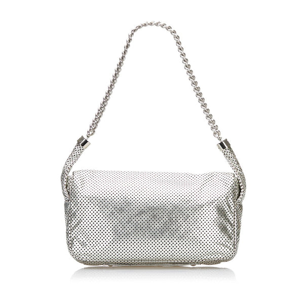 シャネル ココマーク パンチング チェーン ショルダーバッグ シルバー レザー レディース CHANEL 【中古】