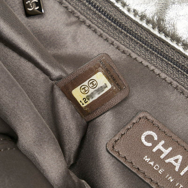 シャネル ココマーク パンチング チェーン ショルダーバッグ シルバー レザー レディース CHANEL 【中古】