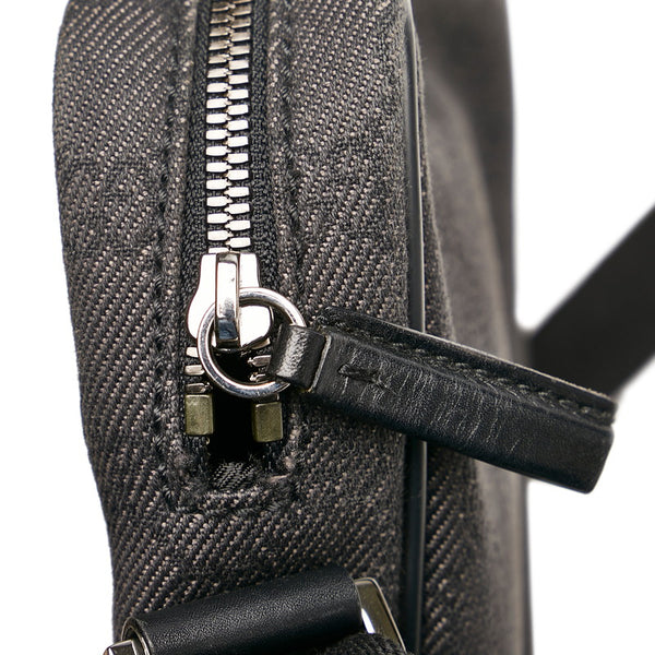 グッチ GGキャンバス 斜め掛け ショルダーバッグ 101680 ブラック キャンバス レザー レディース GUCCI 【中古】