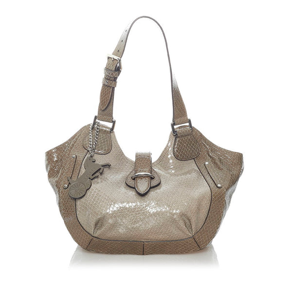 セリーヌ ハンドバッグ WC-SA-0049 カーキ パテントレザー レディース CELINE 【中古】