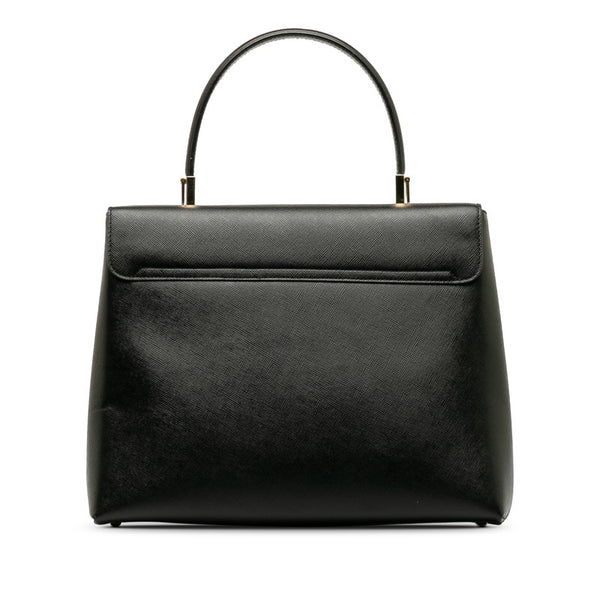 サルヴァトーレフェラガモ ガンチーニ ハンドバッグ ショルダーバッグ 2WAY AF-21 0290 ブラック レザー レディース Salvatore Ferragamo 【中古】