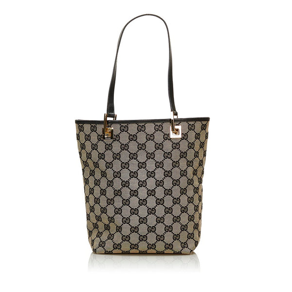 グッチ GGキャンバス ミニ トートバッグ ハンドバッグ 0021099 ベージュ ブラック キャンバス レザー レディース GUCCI 【中古】