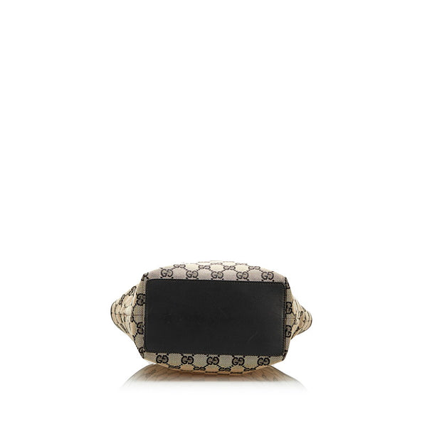 グッチ GGキャンバス ミニ トートバッグ ハンドバッグ 0021099 ベージュ ブラック キャンバス レザー レディース GUCCI 【中古】