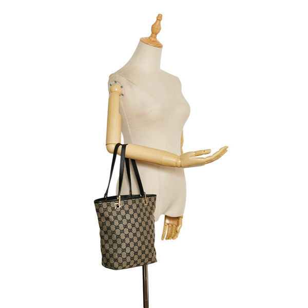 グッチ GGキャンバス ミニ トートバッグ ハンドバッグ 0021099 ベージュ ブラック キャンバス レザー レディース GUCCI 【中古】