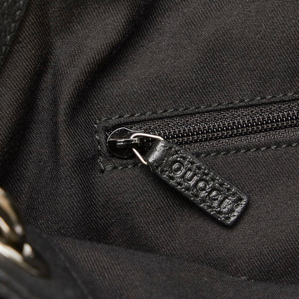 グッチ GGキャンバス ハンドバッグ トートバッグ 121023 ブラック キャンバス レザー レディース GUCCI 【中古】